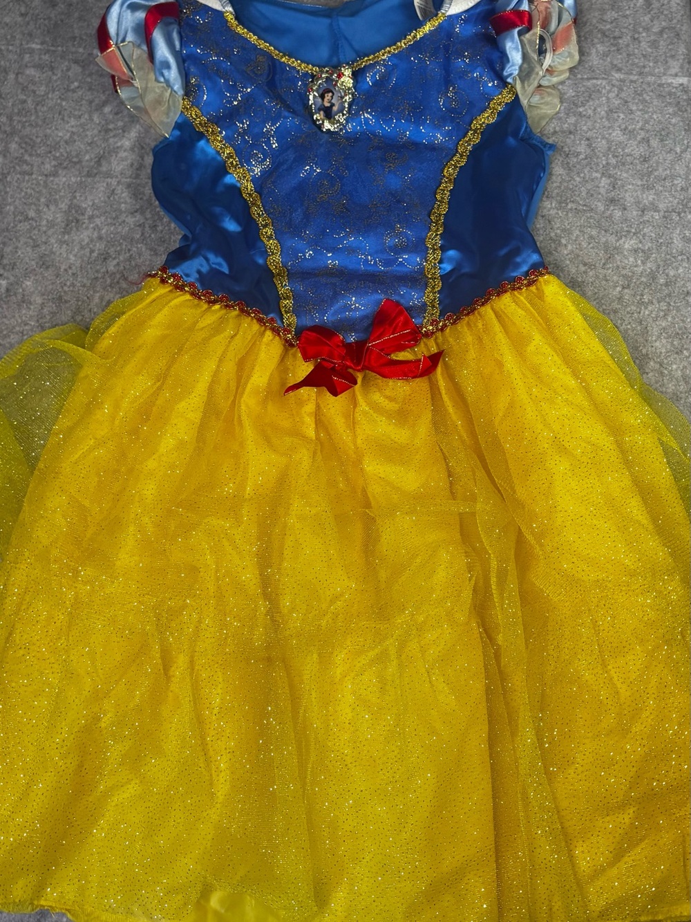 Disney Blue and Yellow Princess Dress with Red Bow Accent